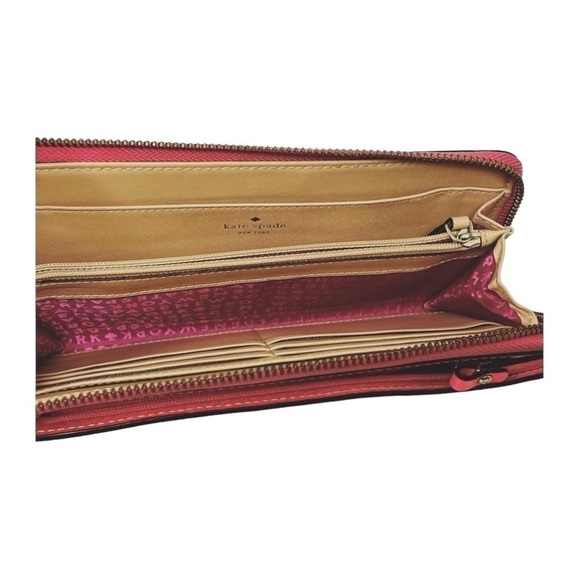 Kate Spade Leather Wristlet Wallet Layton Wellesley WLRU1779 Bright Hot Pink - Picture 7 of 13